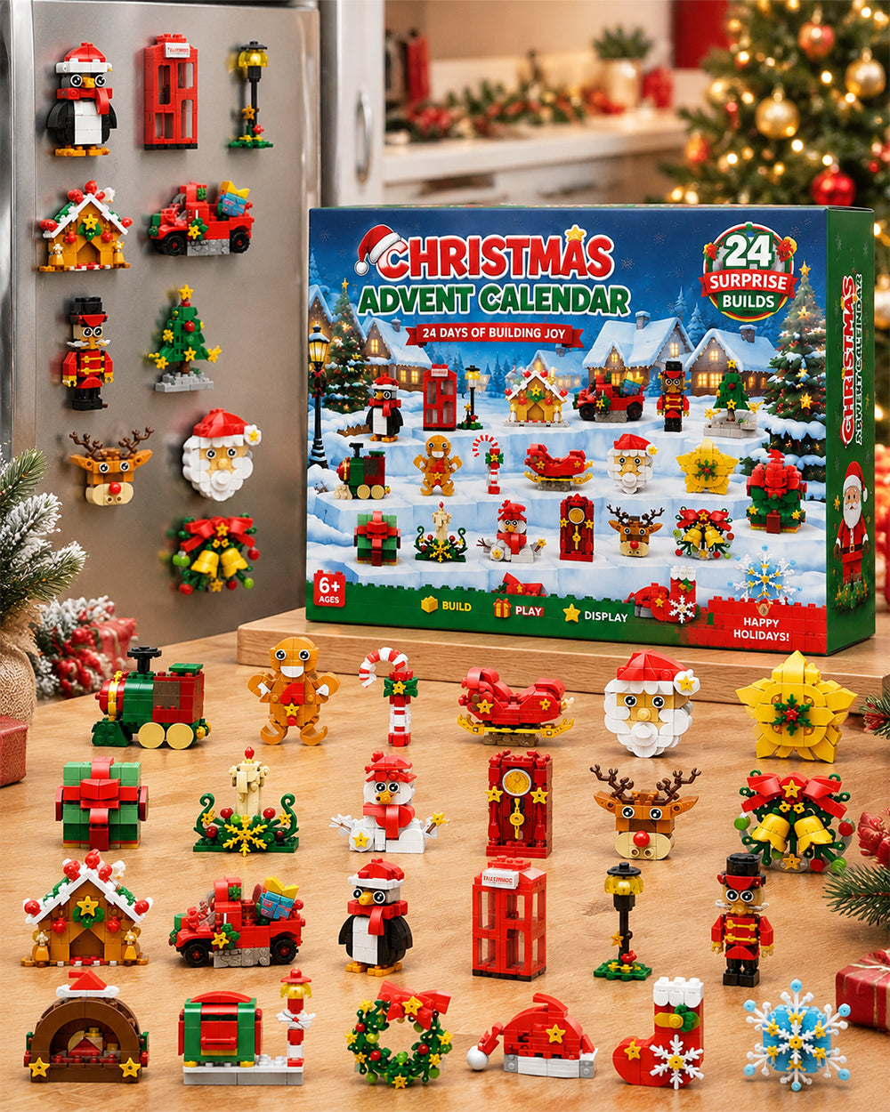 Toy Advent Calendar 2026 24-Day Christmas Countdown with Mini Building Brick Refrigerator Magnets for Kids