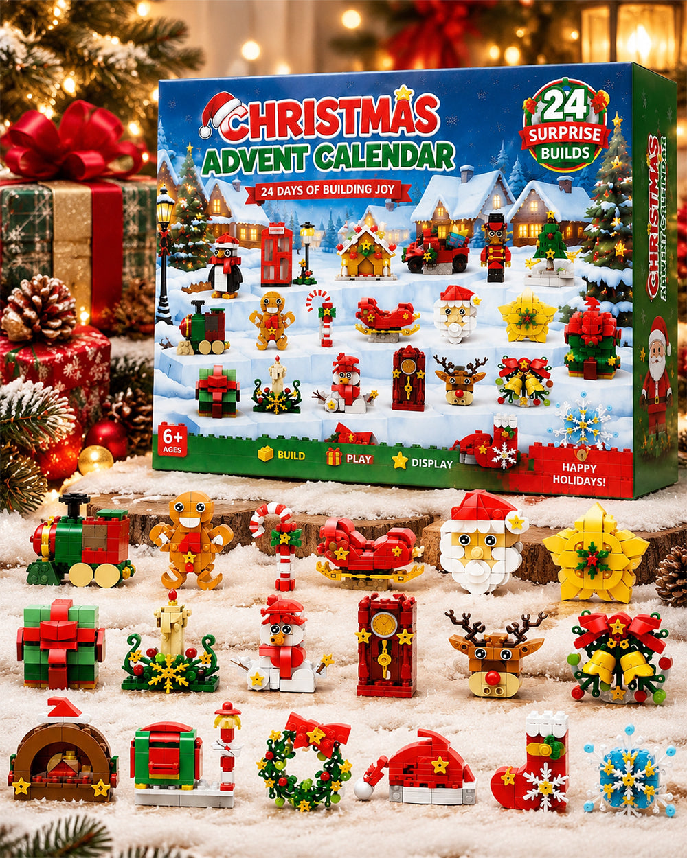 Toy Advent Calendar 2026 24-Day Christmas Countdown with Mini Building Brick Refrigerator Magnets for Kids