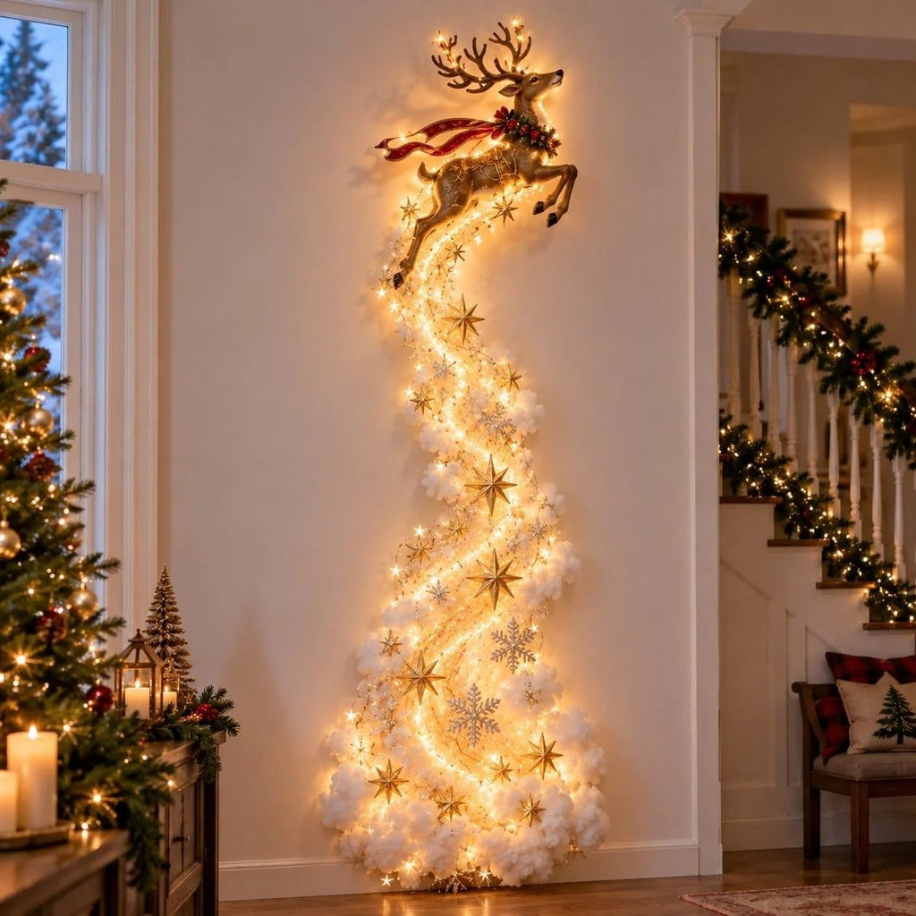 Christmas Lights 3D Magic Snowman Wall Sconce with Cascading Fairy Lights Hanging Holiday Decor for Living Room