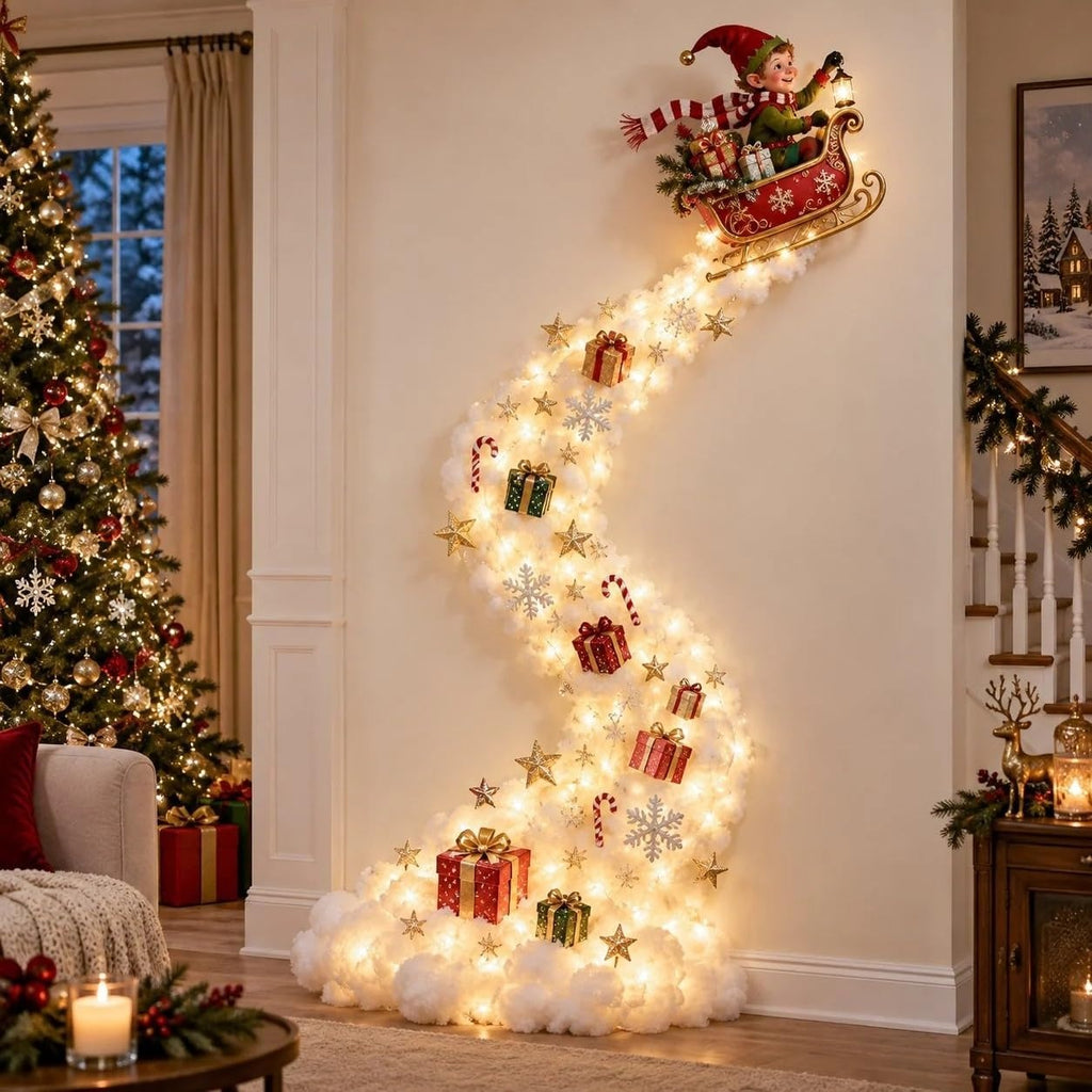 Christmas Lights 3D Magic Snowman Wall Sconce with Cascading Fairy Lights Hanging Holiday Decor for Living Room