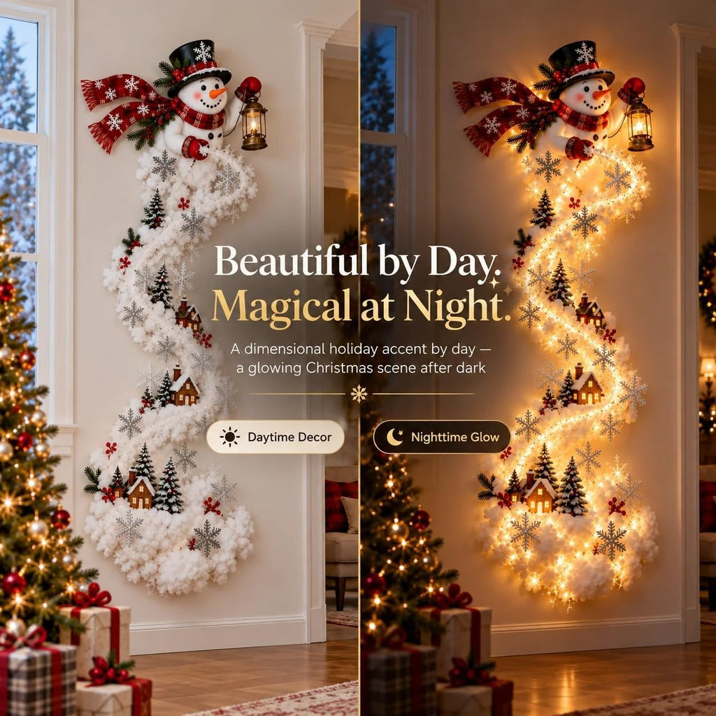Christmas Lights 3D Magic Snowman Wall Sconce with Cascading Fairy Lights Hanging Holiday Decor for Living Room