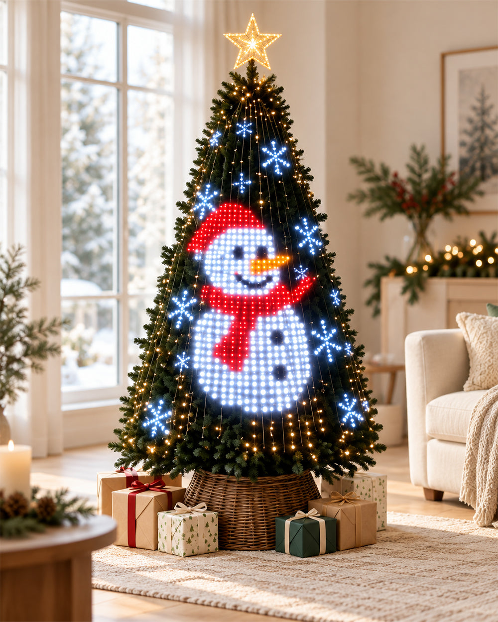 Animated Christmas Tree Lights with Star Topper 6.9ft 400 LED App and Remote Control String Lights with USB Power