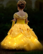 Belle Costume Girl Princess Dress Light Up Dress Glowing Party Dress Birthday Dress