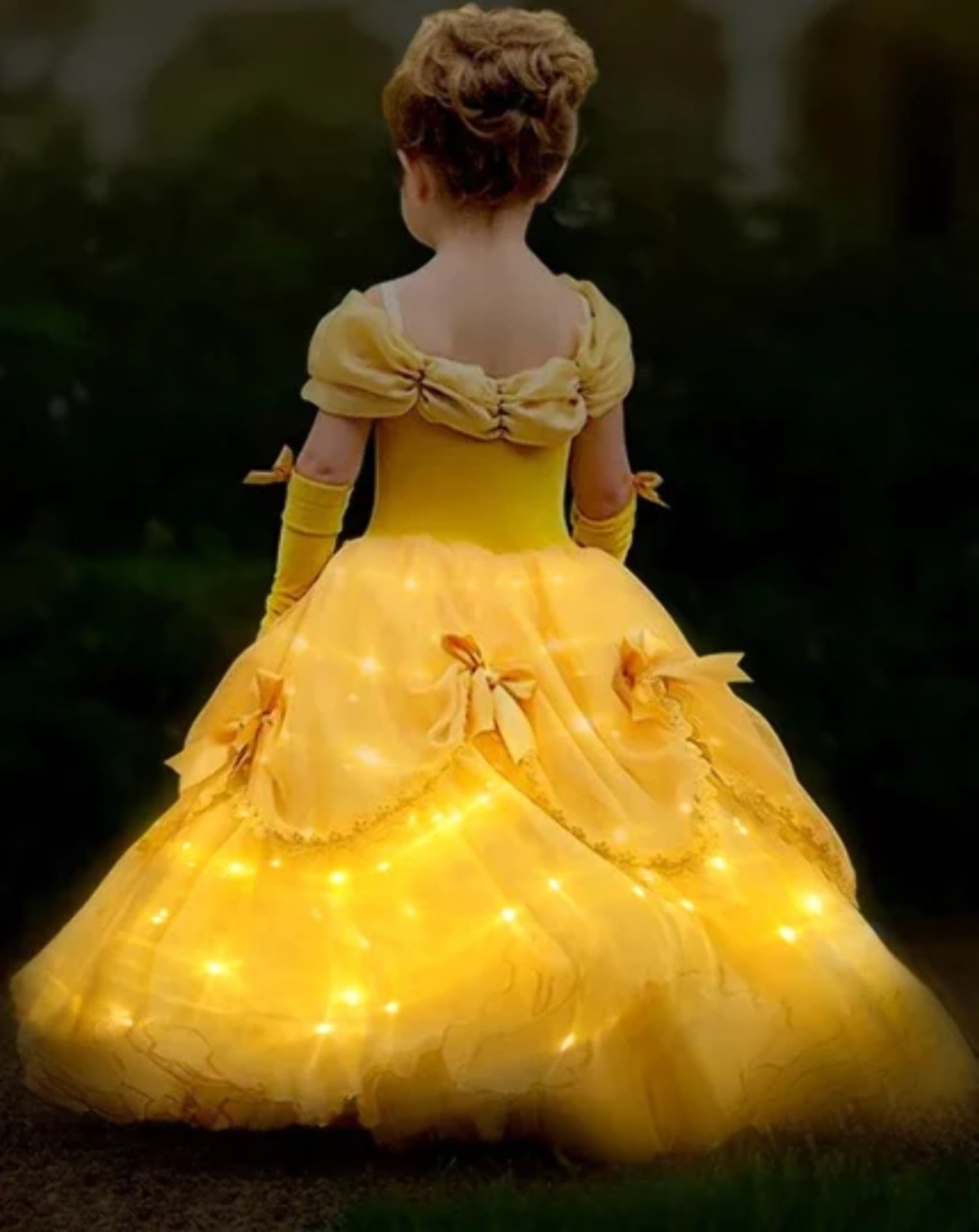 Belle Costume Girl Princess Dress Light Up Dress Glowing Party Dress Birthday Dress