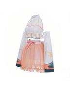 Kaguya Stage Performance Outfit Pink Backless Tops with Skirt and Flowing Detached Sleeves
