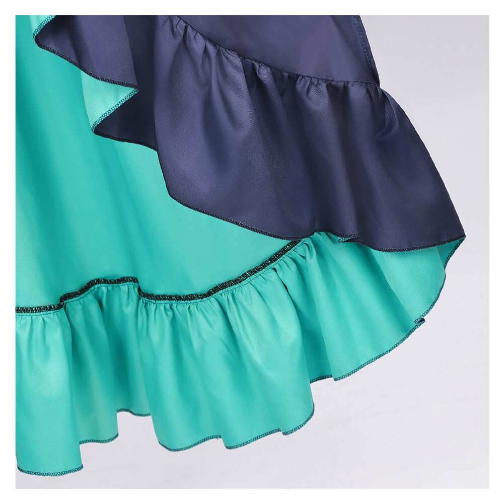 Yachiyo High-Low Kimono Navy Blue Coat with Skirt and Large Striped Bowknot