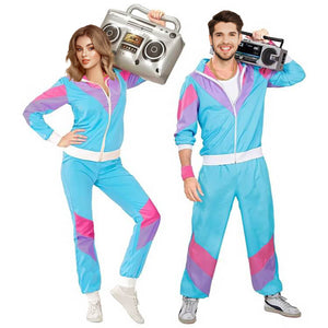 Couples Disco Outfit Adult 70s Hip Hop Street Style Jacket and Pants Women Men Halloween Party Costume