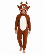 Funny Santa Claus Hooded Fleece Onesie Novelty Christmas Loungewear Jumpsuit for Adults Holiday Parties