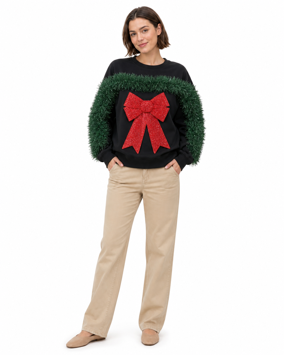 Adults Funny Xmas Sweaters Pullover Green Tinsel Costume for Holiday Parties