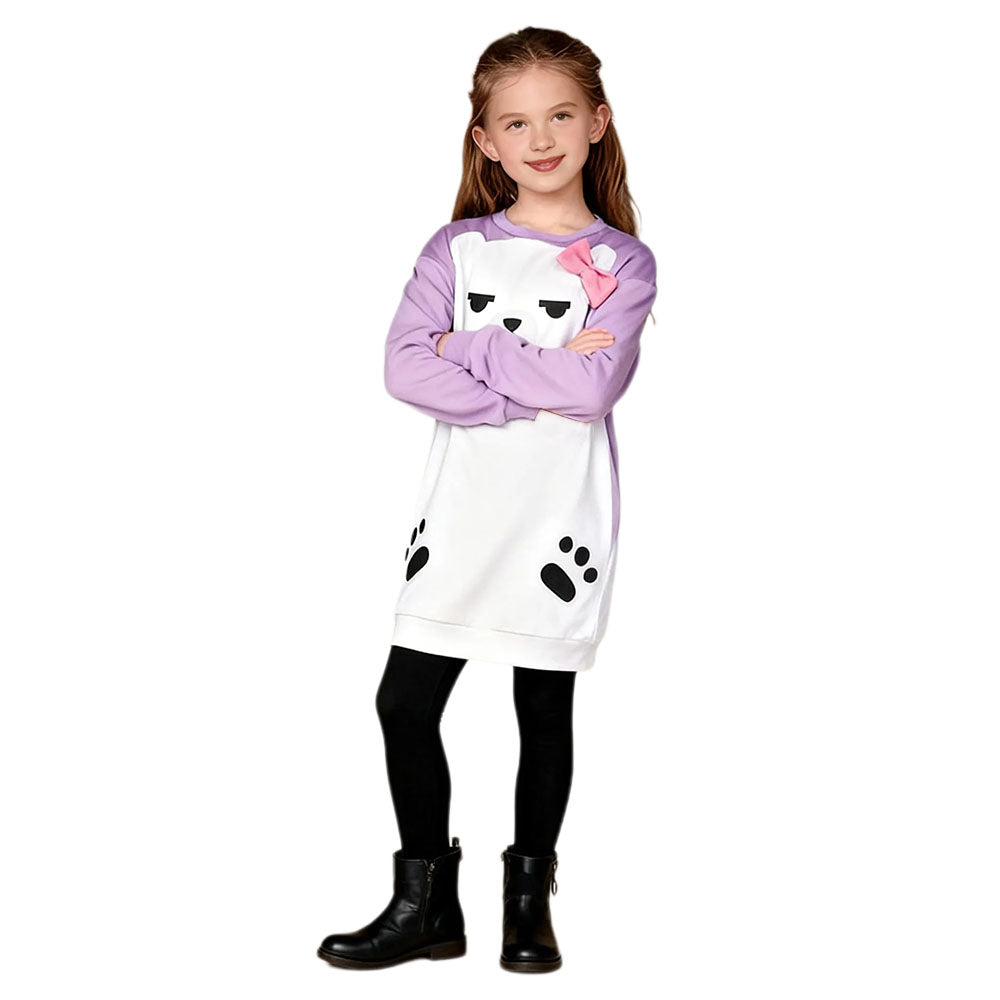 Girls Pop Star Dress Long Sleeve Oversized Longline Sweatshirt Dress Cute Idol Costume