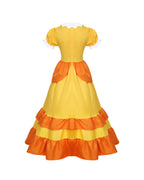 Yellow Flower Princess Costume Royal Gown with Ruffle Trim and Floral Accessories Full Set