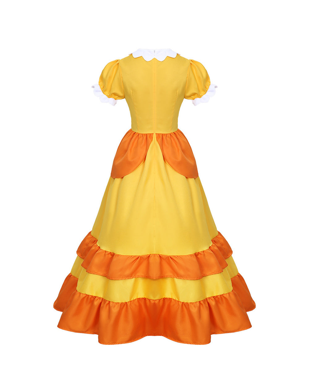 Yellow Flower Princess Costume Royal Gown with Ruffle Trim and Floral Accessories Full Set