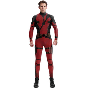 Adults Deady Pool Cosplay Costume Wade Jumpsuit for Halloween Party