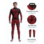 Adults Deady Pool Cosplay Costume Wade Jumpsuit for Halloween Party