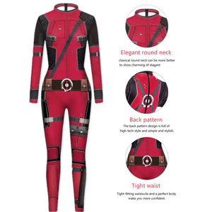 Adults Deady Pool Cosplay Costume Wade Jumpsuit for Halloween Party