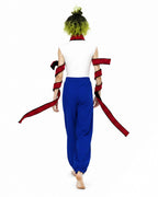 Adult Demon Brother Outfit Blue Baggy Pants Red Neck Choker and Arm Bandages Set for Cosplay