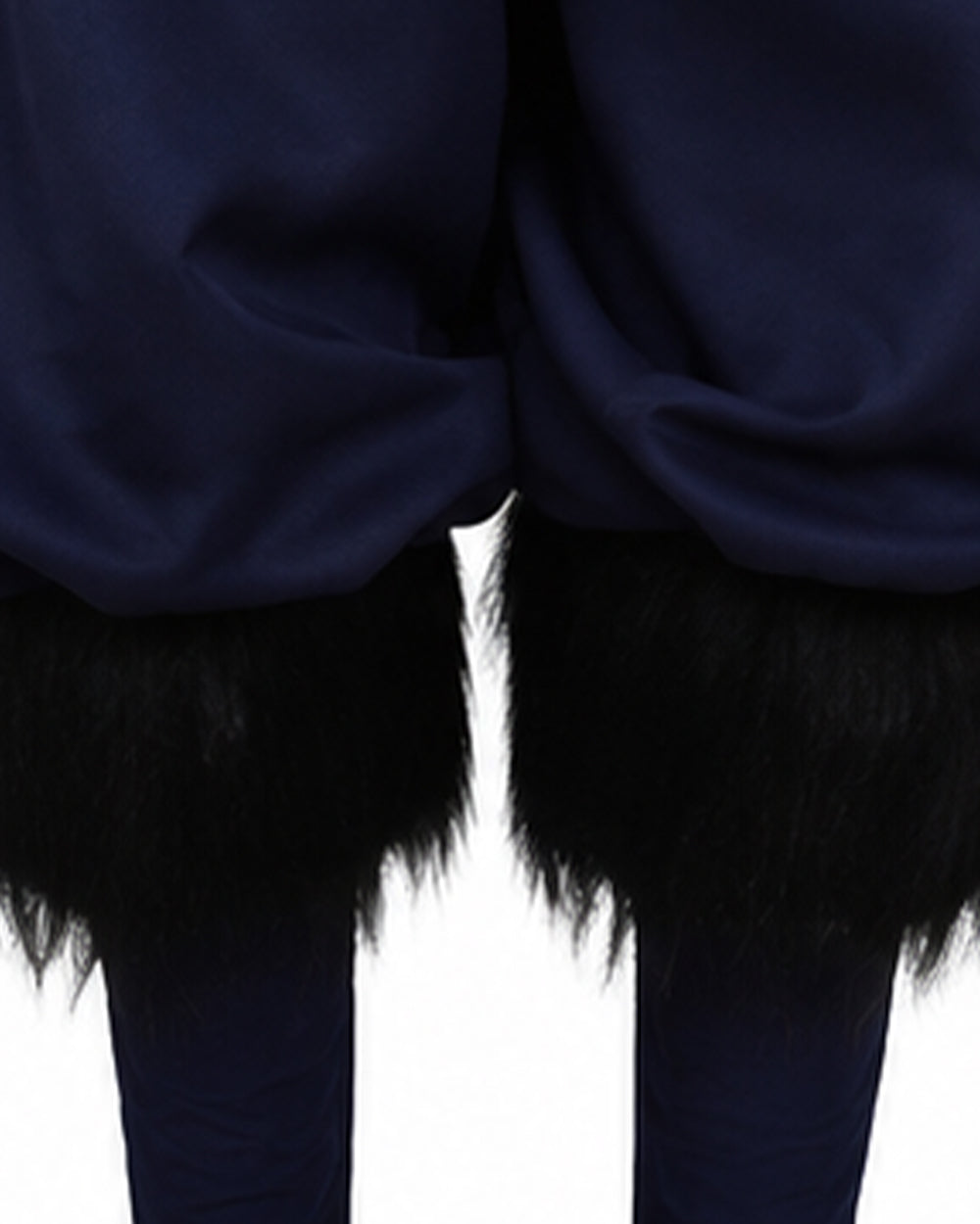 Women Wild Beast Costume White Tube Top Faux Fur Skirt and Blue Pants Socks Wraps Set for Halloween Carnival