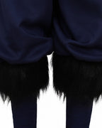 Women Wild Beast Costume White Tube Top Faux Fur Skirt and Blue Pants Socks Wraps Set for Halloween Carnival