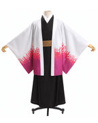 Adult Slayer Leader Costume Japanese White to Pink Gradient Kimono Robe Set for Anime Expo