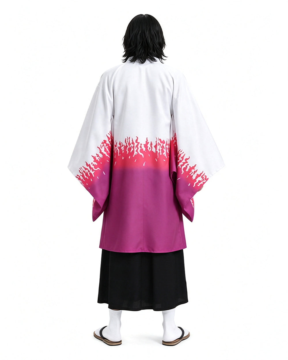Adult Slayer Leader Costume Japanese White to Pink Gradient Kimono Robe Set for Anime Expo