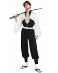 Adult Wind Hashira Style Costume Open Front Black Uniform with White Belt Suit for Comic-con