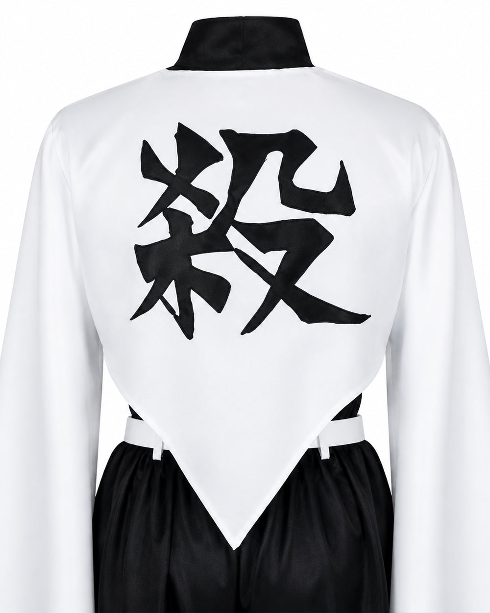 Adult Wind Hashira Style Costume Open Front Black Uniform with White Belt Suit for Comic-con