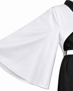 Adult Wind Hashira Style Costume Open Front Black Uniform with White Belt Suit for Comic-con