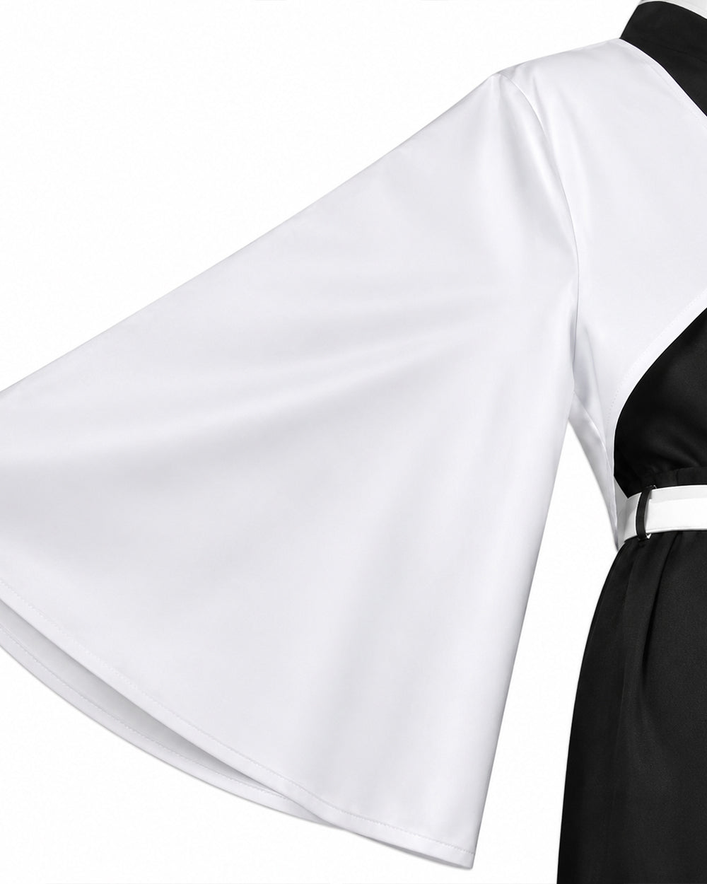Adult Wind Hashira Style Costume Open Front Black Uniform with White Belt Suit for Comic-con