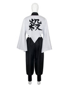 Adult Wind Hashira Style Costume Open Front Black Uniform with White Belt Suit for Comic-con