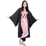 Nezuko Kamado Costume Halloween Cosplay Dress Outfit Full Set For Kids and Adult