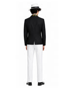 Mens Demon King Costume Black Jacket Pants Shirt and Hat Suit for Dress-up Party
