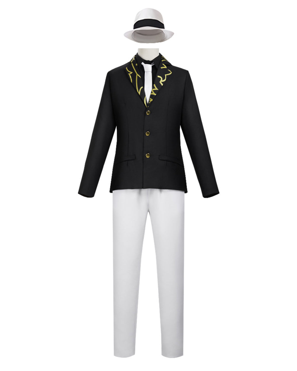 Mens Demon King Costume Black Jacket Pants Shirt and Hat Suit for Dress-up Party