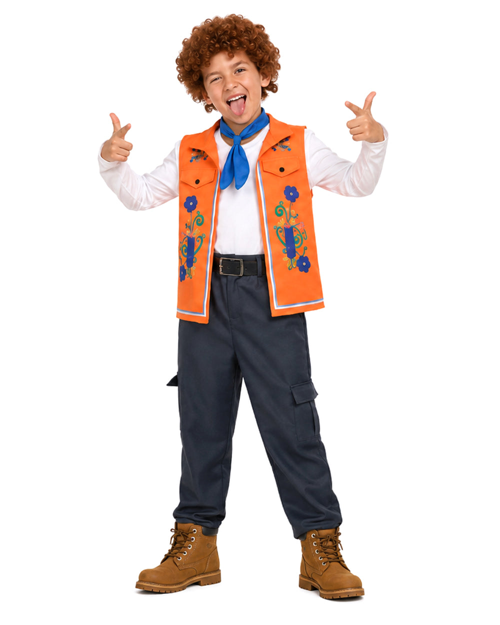 Wonderland Boy Luis Outfit Orange Vest and Blue Neckerchief Costume Set for Kids Halloween Party Cosplay