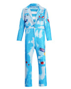 Royal Sailor Twin Costume Blue Jumpsuit with Striped Shirt and Hat for Kids Adults Halloween Cosplay Party