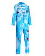 Royal Sailor Twin Costume Blue Jumpsuit with Striped Shirt and Hat for Kids Adults Halloween Cosplay Party