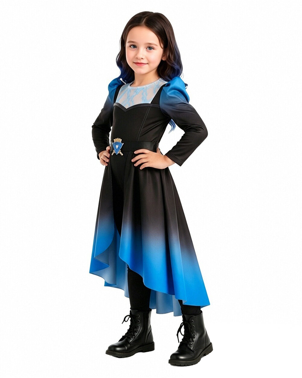 Princess Chloe Costume Wicked Blue and Black Tops Pants with Skirt 2pcs Set for Girls Women Cosplay Event