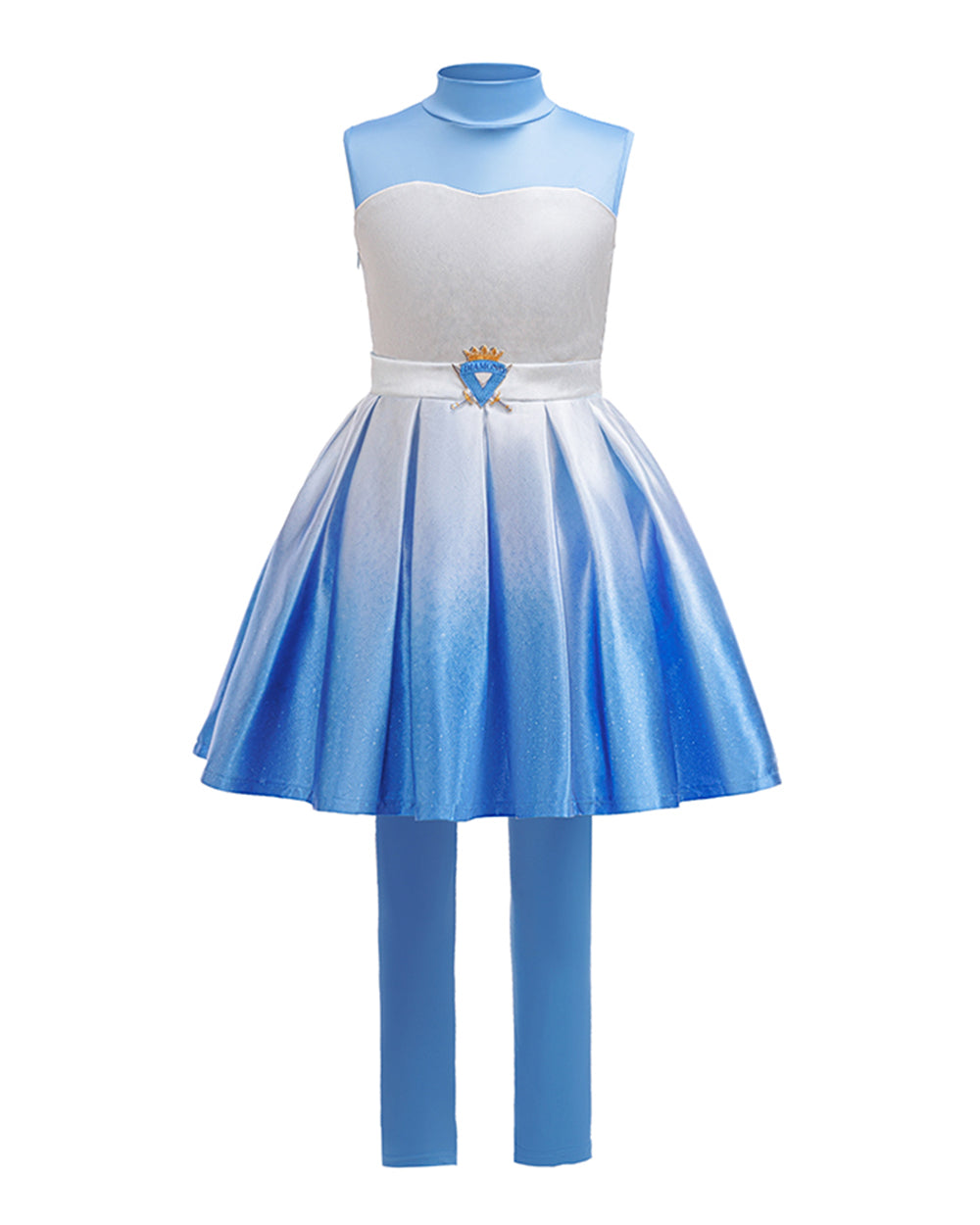 Kids Descendent Chloe Costume Movie 5 Blue Princess Jacket Dress and Leggings for Halloween Carnival