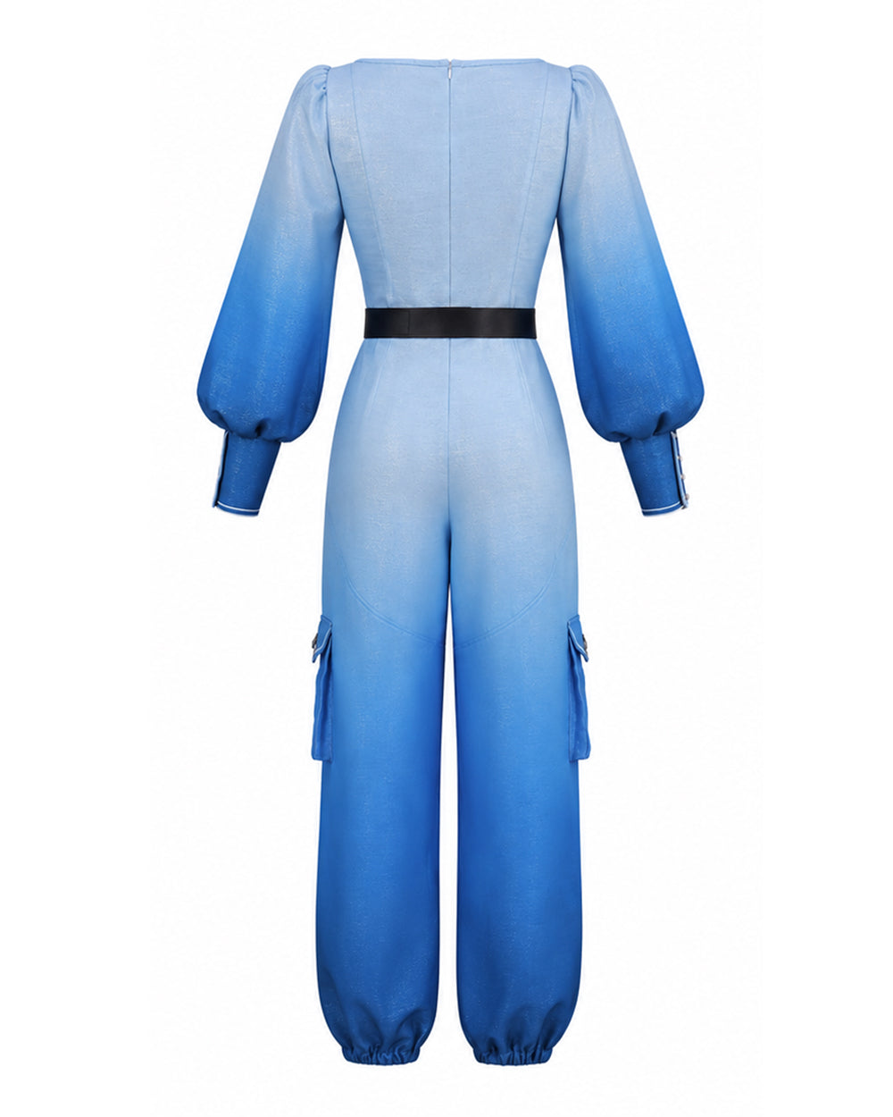 Women Princess Chloe Costume Movie 5 Blue Ombre Jumpsuit with Belt for Cosplay Party