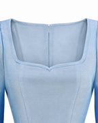 Women Princess Chloe Costume Movie 5 Blue Ombre Jumpsuit with Belt for Cosplay Party