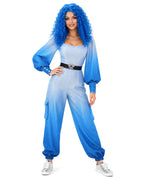 Girls Women Princess Chloe Costume Movie 5 Blue Ombre Jumpsuit with Belt for Cosplay Party