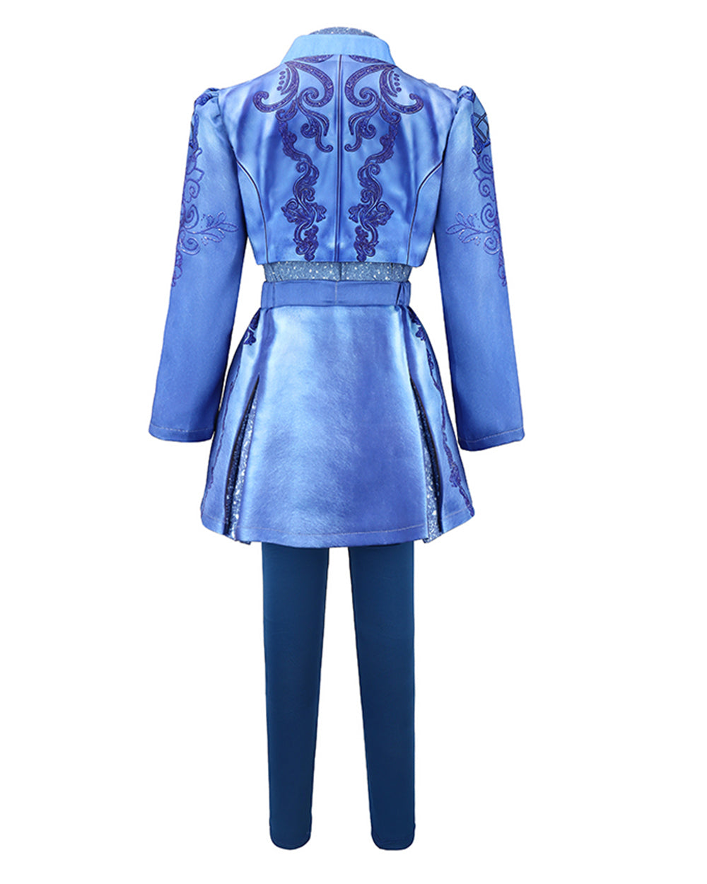 Girls Princess Chloe Costume Descendent Blue Jacket Dress and Leggings Suit for Dress Up Party
