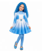 Kids Chloe Costume Movie 5 Blue Princess Jacket Dress and Leggings for Halloween Carnival