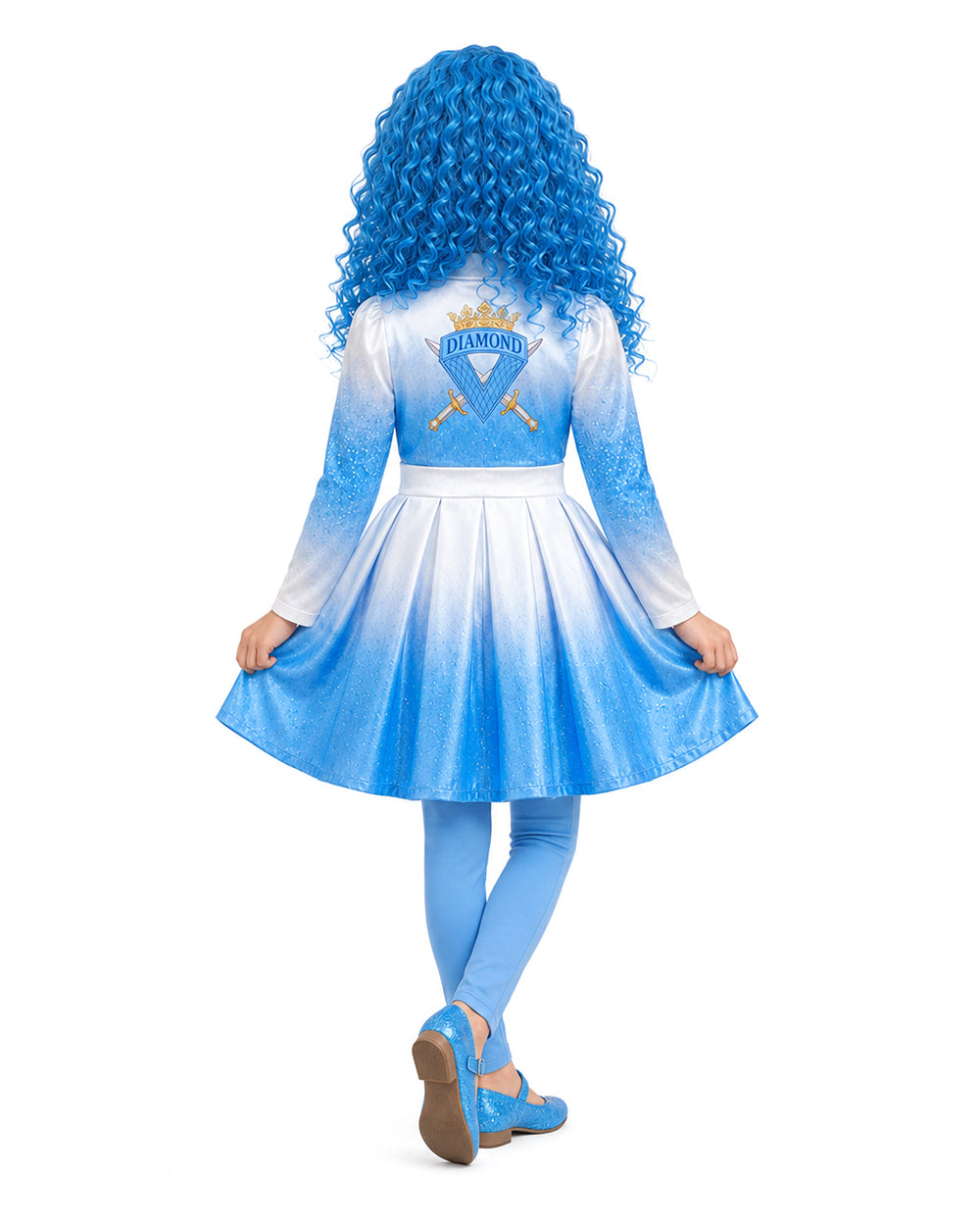 Kids Descendent Chloe Costume Movie 5 Blue Princess Jacket Dress and Leggings for Halloween Carnival
