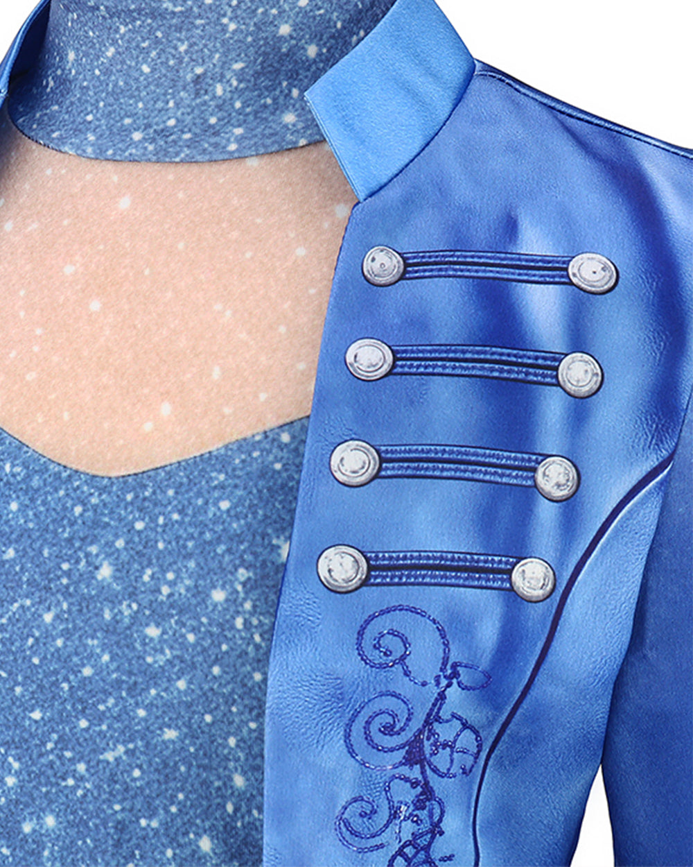 Girls Princess Chloe Costume Descendent Blue Jacket Dress and Leggings Suit for Dress Up Party