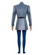 Wonderland Princess Chloe Costume Blue PU Leather Jacket Skirt Shirt with Leggings and Gloves 5pcs Outfit for Cosplay Party