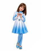 Kids Descendent Chloe Costume Movie 5 Blue Princess Jacket Dress and Leggings for Halloween Carnival