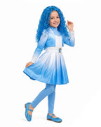 Kids Descendent Chloe Costume Movie 5 Blue Princess Jacket Dress and Leggings for Halloween Carnival
