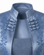 Princess Chloe Dress Royal Blue Satin 4-Piece Set Jacket Inner Top Pleated Skirt and Underskirt for Theme Party