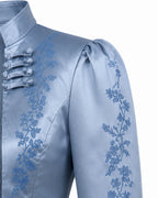 Princess Chloe Dress Royal Blue Satin 4-Piece Set Jacket Inner Top Pleated Skirt and Underskirt for Theme Party