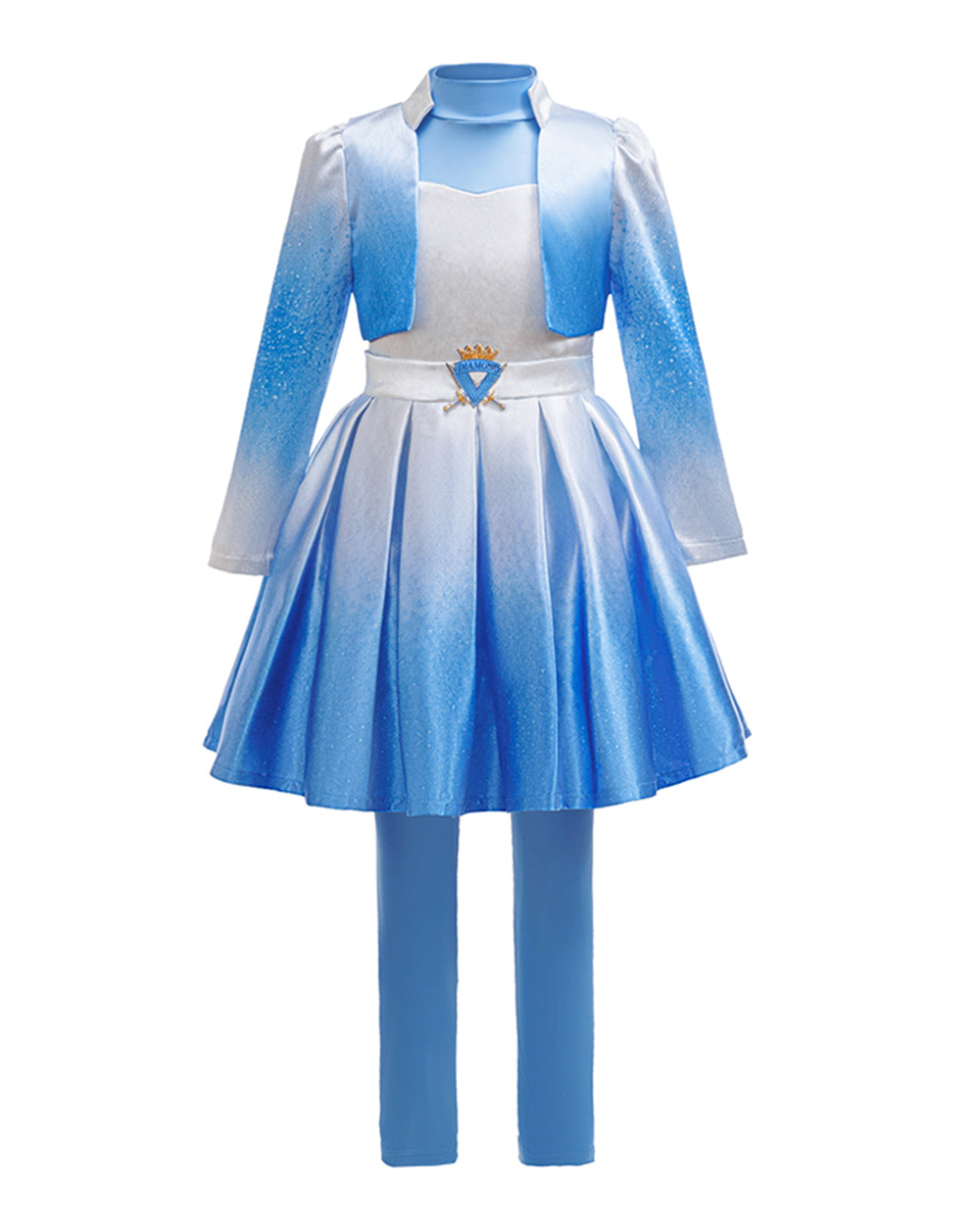 Kids Descendent Chloe Costume Movie 5 Blue Princess Jacket Dress and Leggings for Halloween Carnival